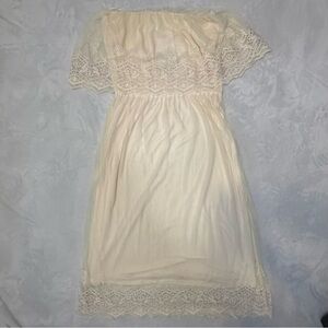 NWT Bobeau Ivory lace womenโs dress size Large